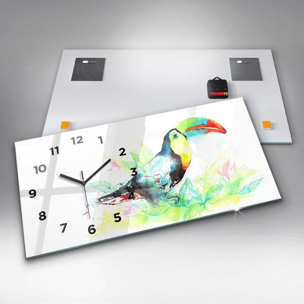 Horloge rectangulaire horizontale 'Toucan dans l''herbe'