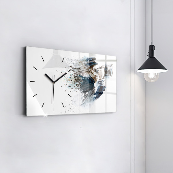 Horloge rectangulaire horizontale Capitaine de navire avec des jumelles