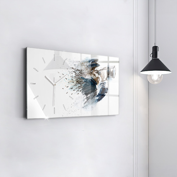 Horloge rectangulaire horizontale Capitaine de navire avec des jumelles