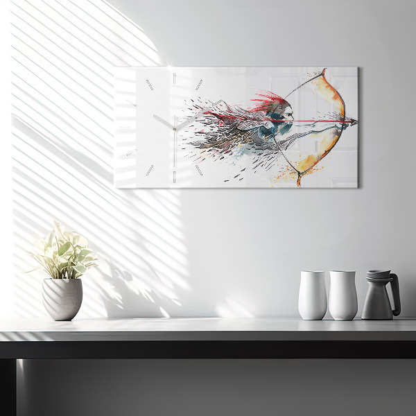 Horloge rectangulaire horizontale Un guerrier en chasse