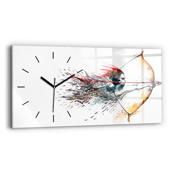Horloge rectangulaire horizontale Un guerrier en chasse