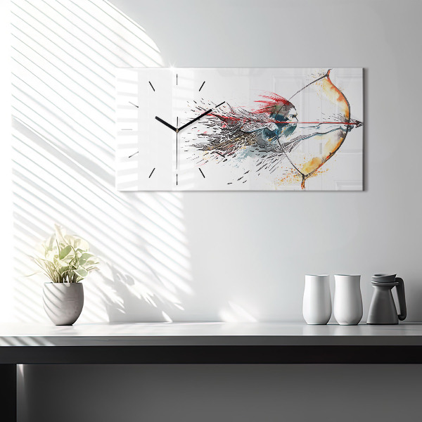 Horloge rectangulaire horizontale Un guerrier en chasse