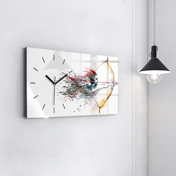 Horloge rectangulaire horizontale Un guerrier en chasse