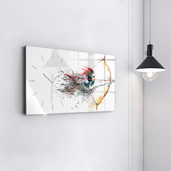 Horloge rectangulaire horizontale Un guerrier en chasse