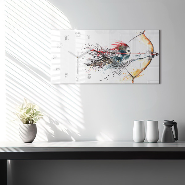 Horloge rectangulaire horizontale Un guerrier en chasse