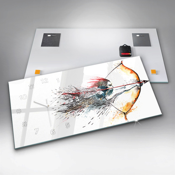 Horloge rectangulaire horizontale Un guerrier en chasse