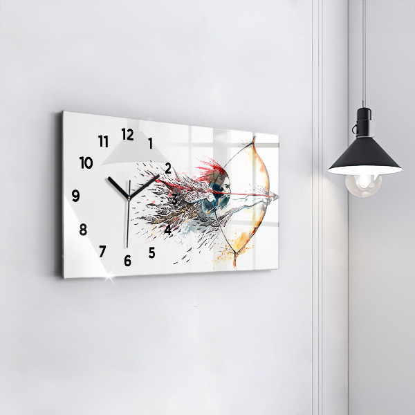 Horloge rectangulaire horizontale Un guerrier en chasse