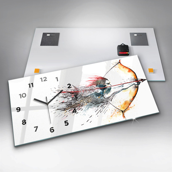 Horloge rectangulaire horizontale Un guerrier en chasse