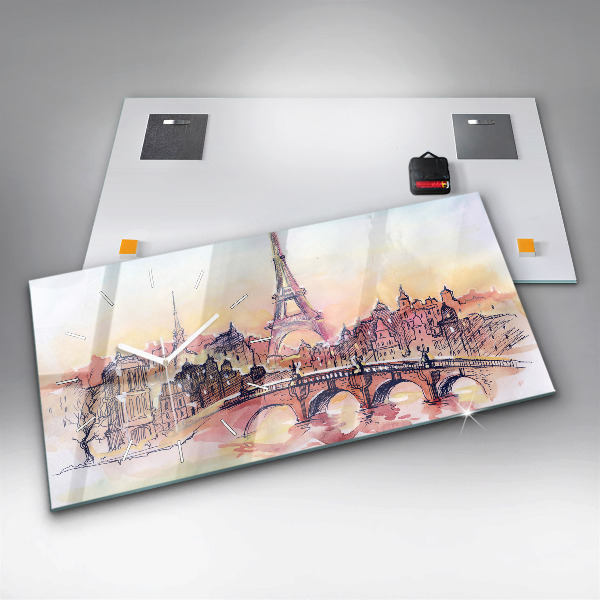 Horloge rectangulaire horizontale Paysage peint de Paris