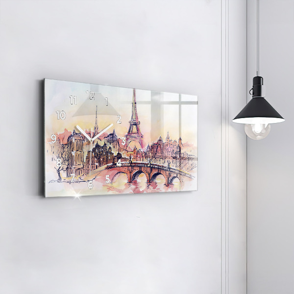 Horloge rectangulaire horizontale Paysage peint de Paris