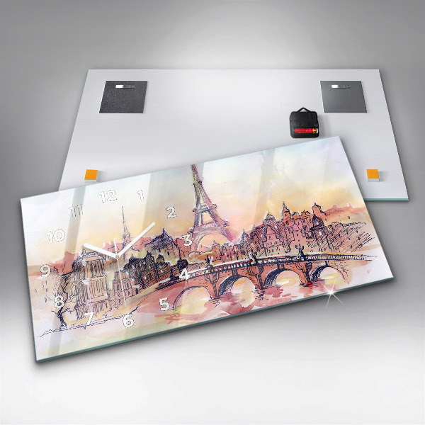 Horloge rectangulaire horizontale Paysage peint de Paris