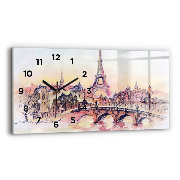 Horloge rectangulaire horizontale Paysage peint de Paris
