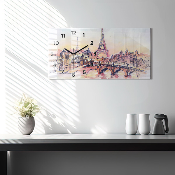 Horloge rectangulaire horizontale Paysage peint de Paris