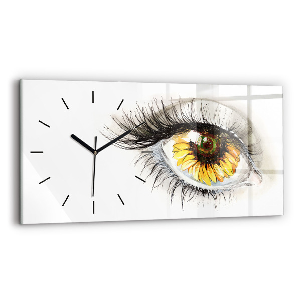 Horloge rectangulaire horizontale 'Fleur de tournesol dans l''œil'