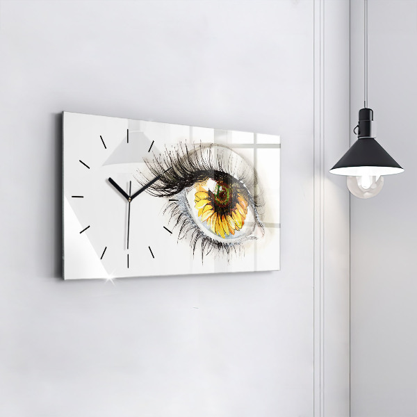 Horloge rectangulaire horizontale 'Fleur de tournesol dans l''œil'