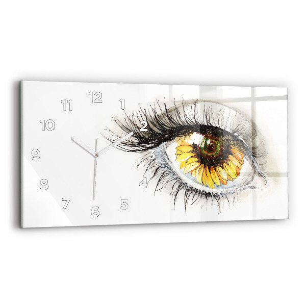 Horloge rectangulaire horizontale 'Fleur de tournesol dans l''œil'