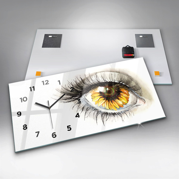 Horloge rectangulaire horizontale 'Fleur de tournesol dans l''œil'