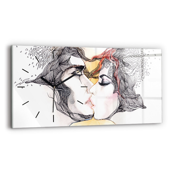 Horloge rectangulaire horizontale 'Dessin de baiser d''amour'