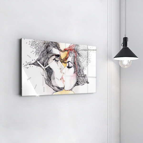 Horloge rectangulaire horizontale 'Dessin de baiser d''amour'