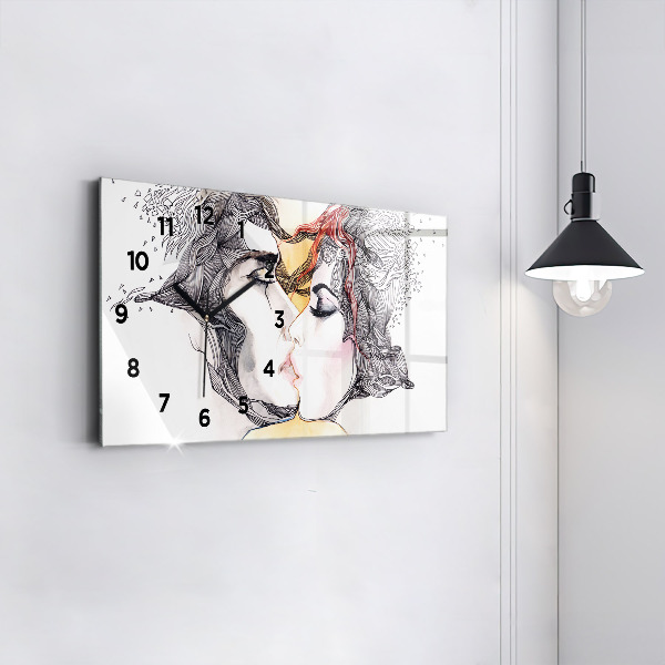 Horloge rectangulaire horizontale 'Dessin de baiser d''amour'