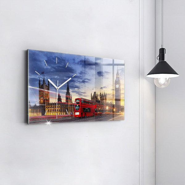 Horloge rectangulaire horizontale Bus rouge de Londres