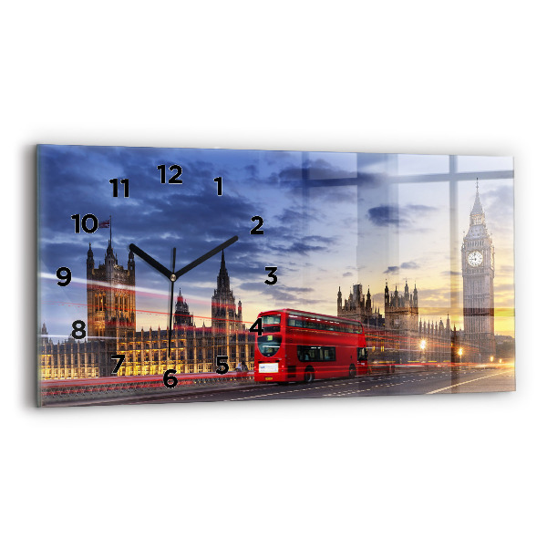 Horloge rectangulaire horizontale Bus rouge de Londres
