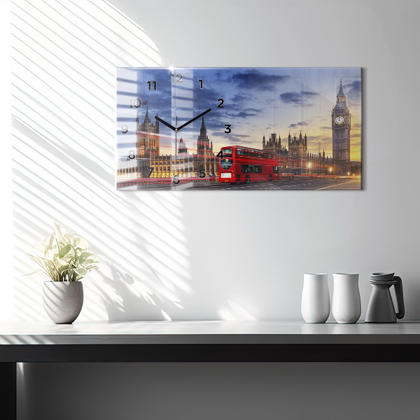 Horloge rectangulaire horizontale Bus rouge de Londres