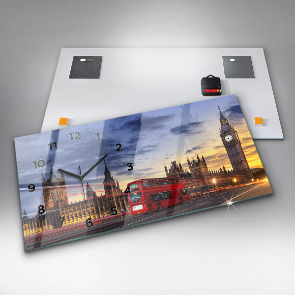 Horloge rectangulaire horizontale Bus rouge de Londres