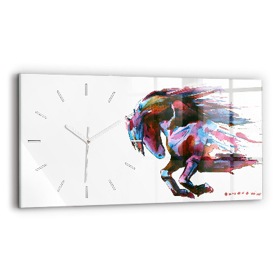 Horloge rectangulaire horizontale Un cheval en fuite