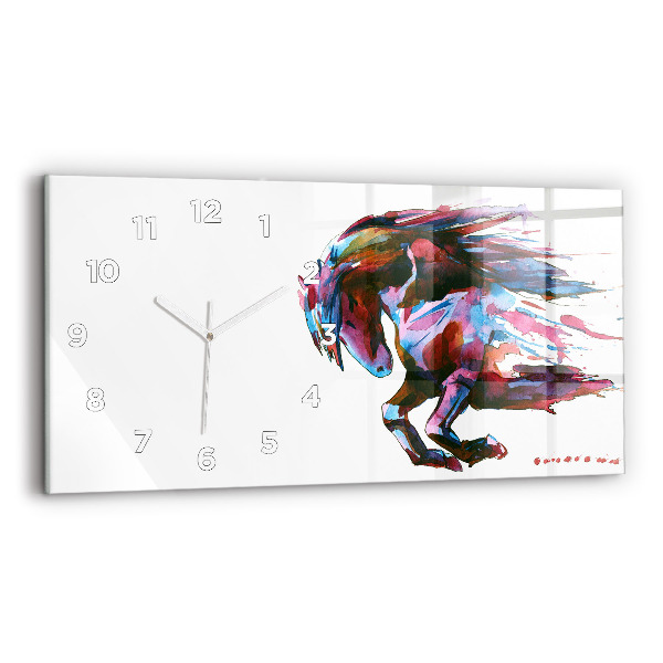 Horloge rectangulaire horizontale Un cheval en fuite
