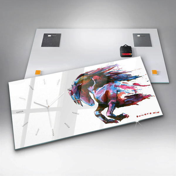 Horloge rectangulaire horizontale Un cheval en fuite