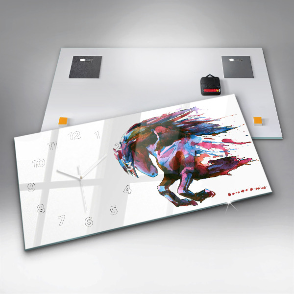 Horloge rectangulaire horizontale Un cheval en fuite