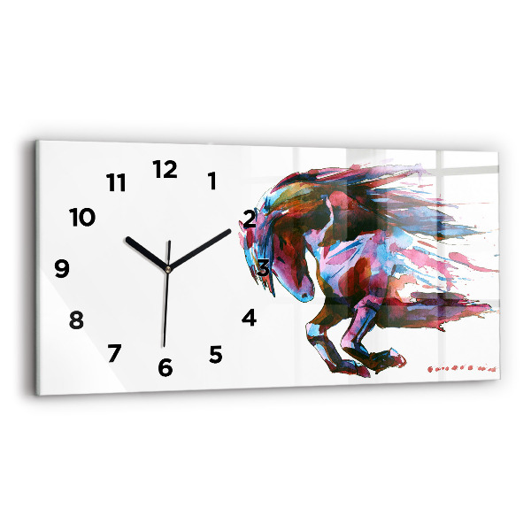 Horloge rectangulaire horizontale Un cheval en fuite