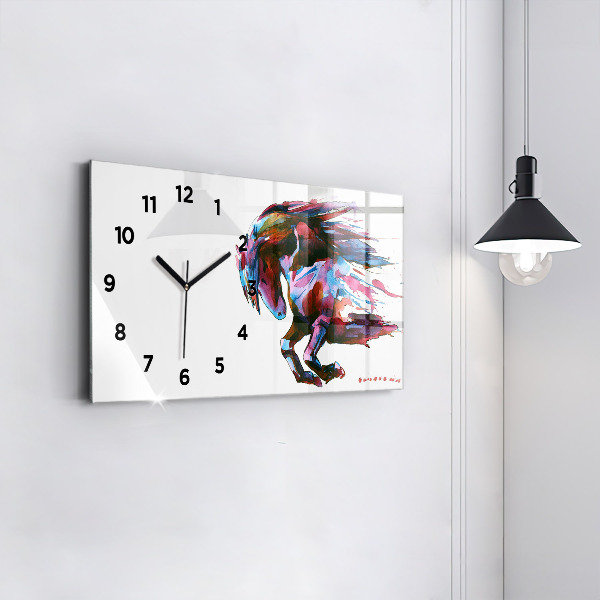Horloge rectangulaire horizontale Un cheval en fuite