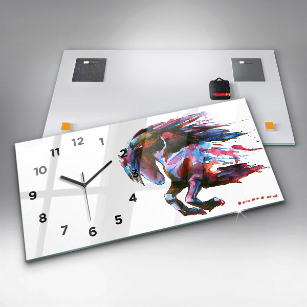 Horloge rectangulaire horizontale Un cheval en fuite