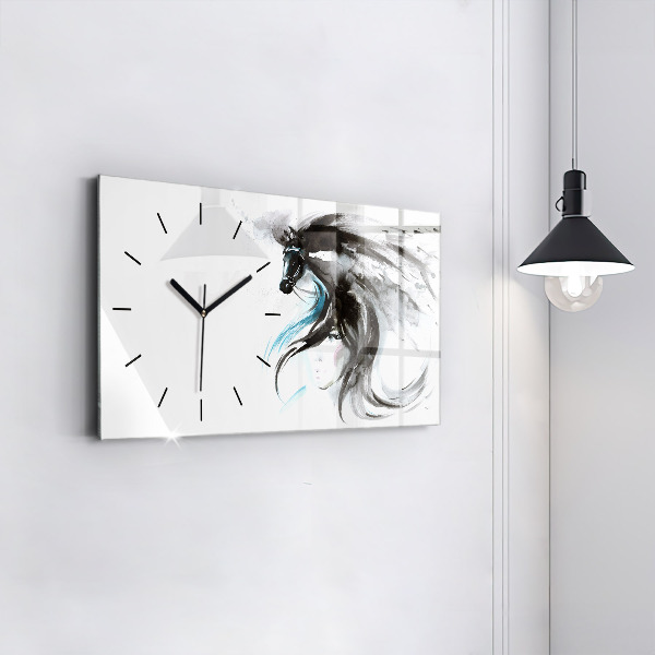 Horloge rectangulaire horizontale Cheval et femme abstraits