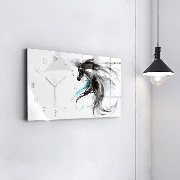 Horloge rectangulaire horizontale Cheval et femme abstraits