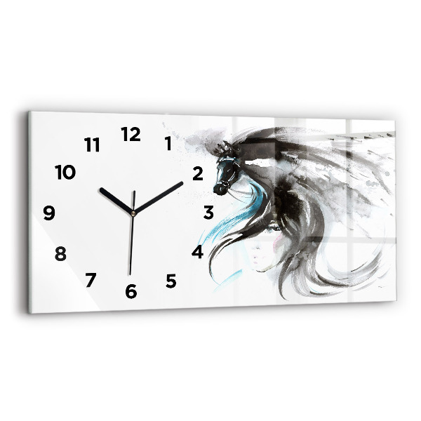 Horloge rectangulaire horizontale Cheval et femme abstraits