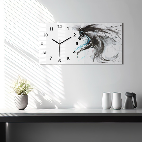 Horloge rectangulaire horizontale Cheval et femme abstraits