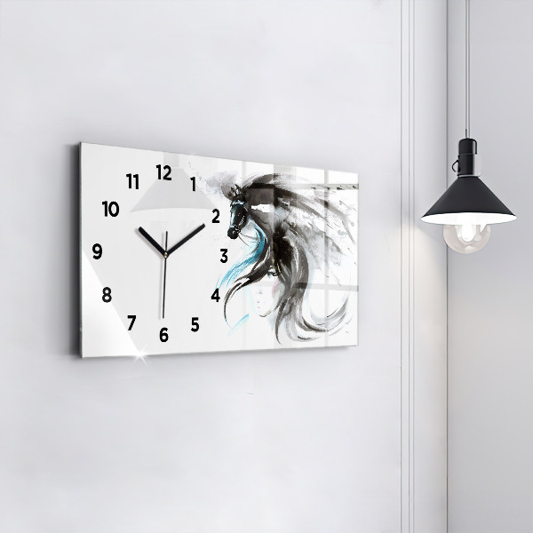 Horloge rectangulaire horizontale Cheval et femme abstraits
