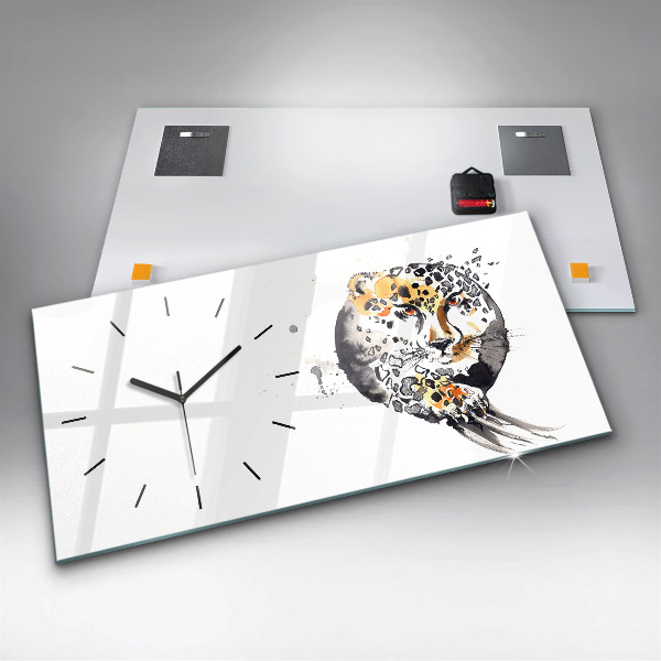 Horloge rectangulaire horizontale 'Guépard à l''intérieur d''un cercle'