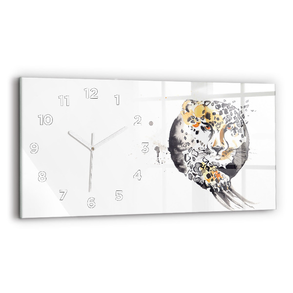 Horloge rectangulaire horizontale 'Guépard à l''intérieur d''un cercle'
