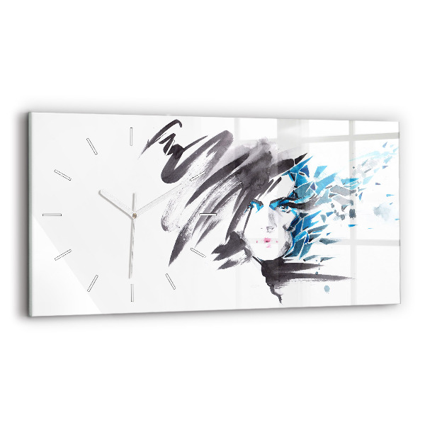Horloge rectangulaire horizontale Visage de femme abstrait