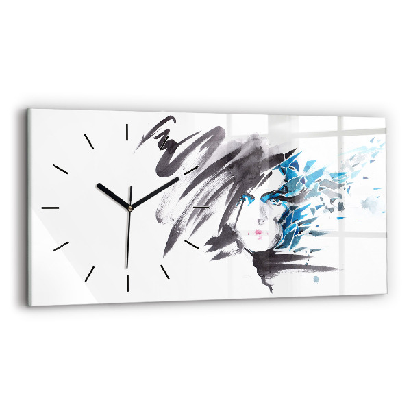Horloge rectangulaire horizontale Visage de femme abstrait