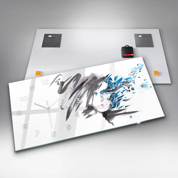 Horloge rectangulaire horizontale Visage de femme abstrait