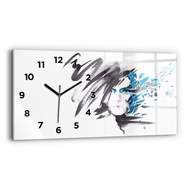 Horloge rectangulaire horizontale Visage de femme abstrait