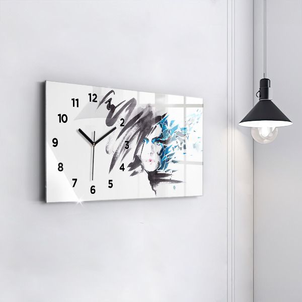 Horloge rectangulaire horizontale Visage de femme abstrait