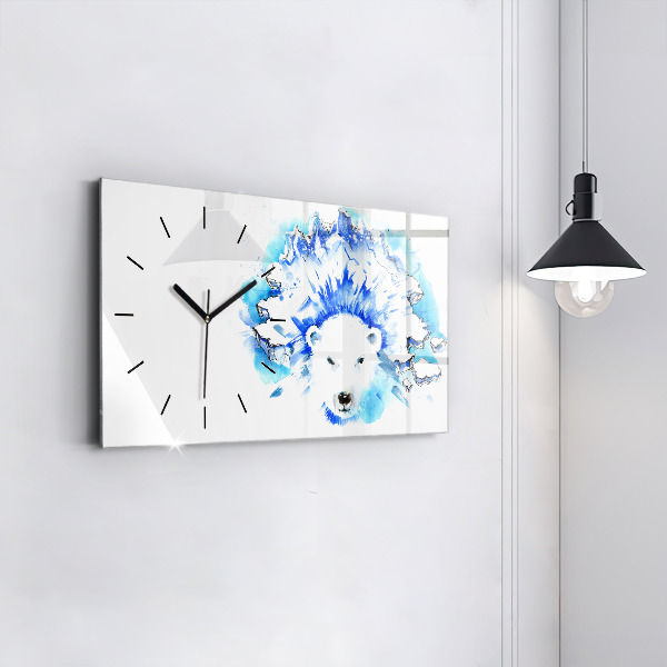 Horloge rectangulaire horizontale Ours sur fond de glace