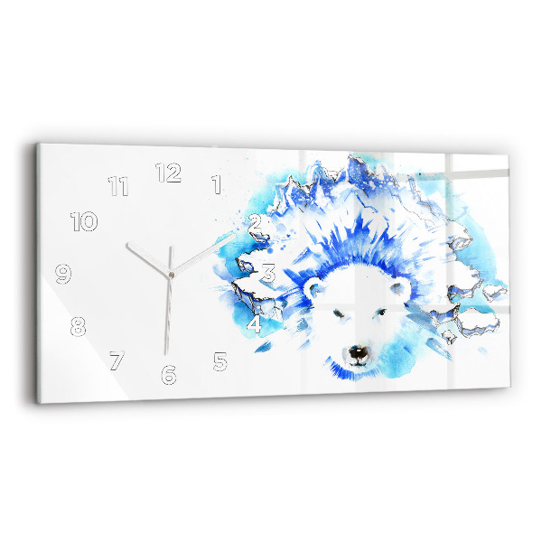 Horloge rectangulaire horizontale Ours sur fond de glace