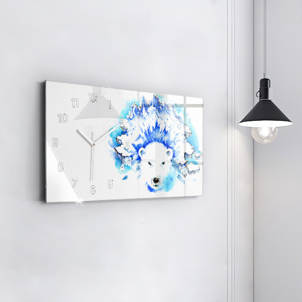 Horloge rectangulaire horizontale Ours sur fond de glace